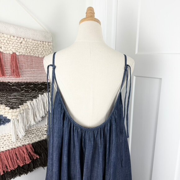 Free People Denim Dreams Sleeveless Midi Dress Medium Blue Wash Sz M - Picture 7 of 14